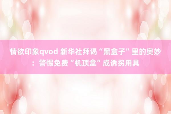 情欲印象qvod 新华社拜谒“黑盒子”里的奥妙：警惕免费“机顶盒”成诱拐用具