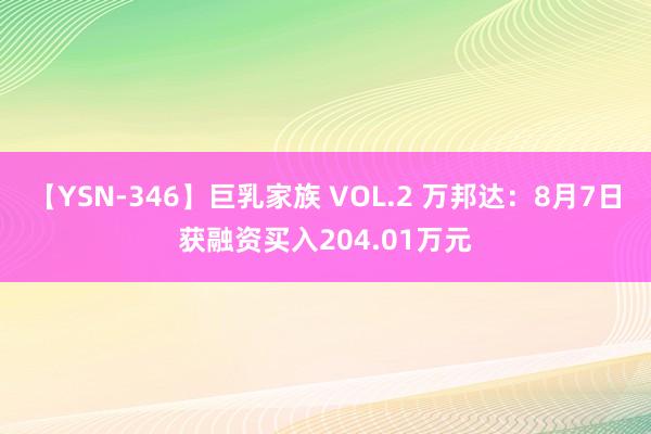 【YSN-346】巨乳家族 VOL.2 万邦达：8月7日获融资买入204.01万元