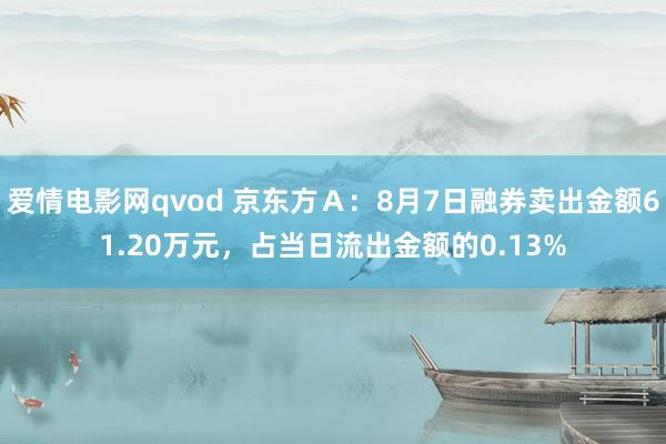 爱情电影网qvod 京东方Ａ：8月7日融券卖出金额61.20万元，占当日流出金额的0.13%